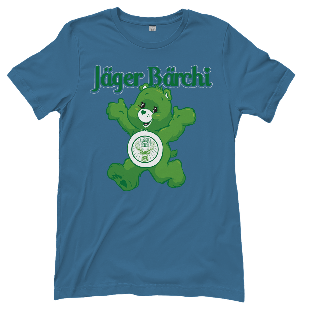 Steinblaues Damenshirt mit Jägermeister Bärchi Design