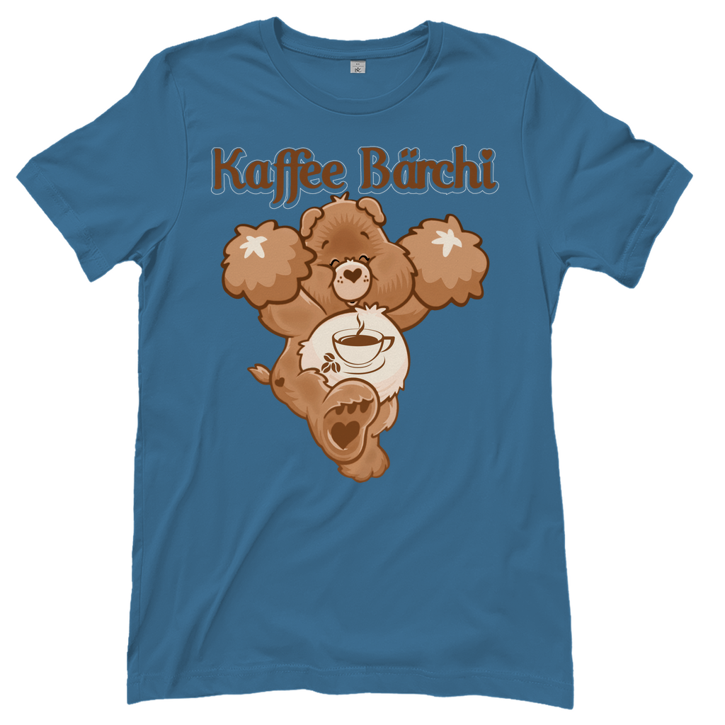Steinblaues Damenshirt mit Kaffee Bärchi Design