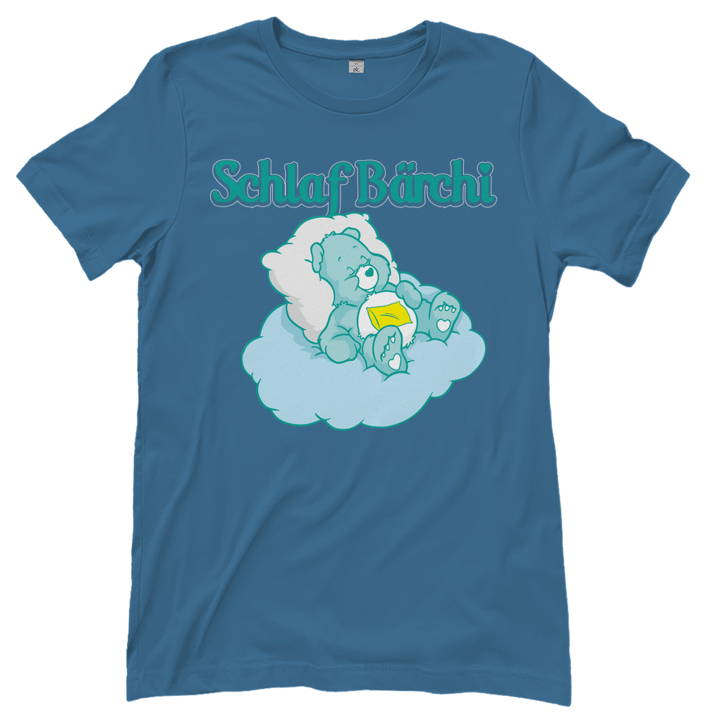 Steinblaues Damenshirt mit Schlaf Bärchi Design