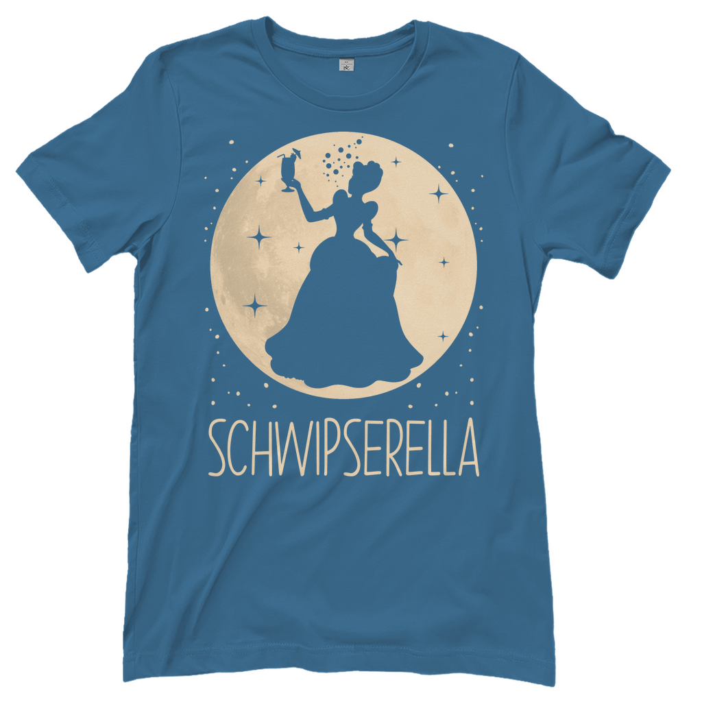 Steinblaues Damenshirt mit Schwipserella Prinzessin Design
