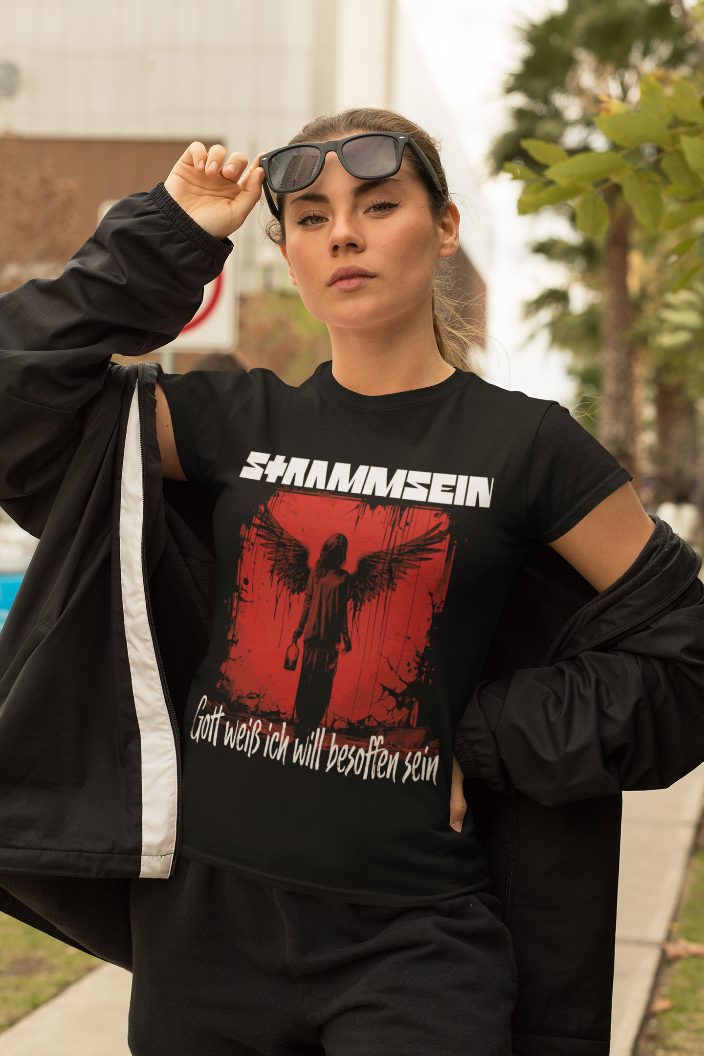 Strammsein Gott weiß ich will besoffen sein - Damen Premium Bio T-Shirt