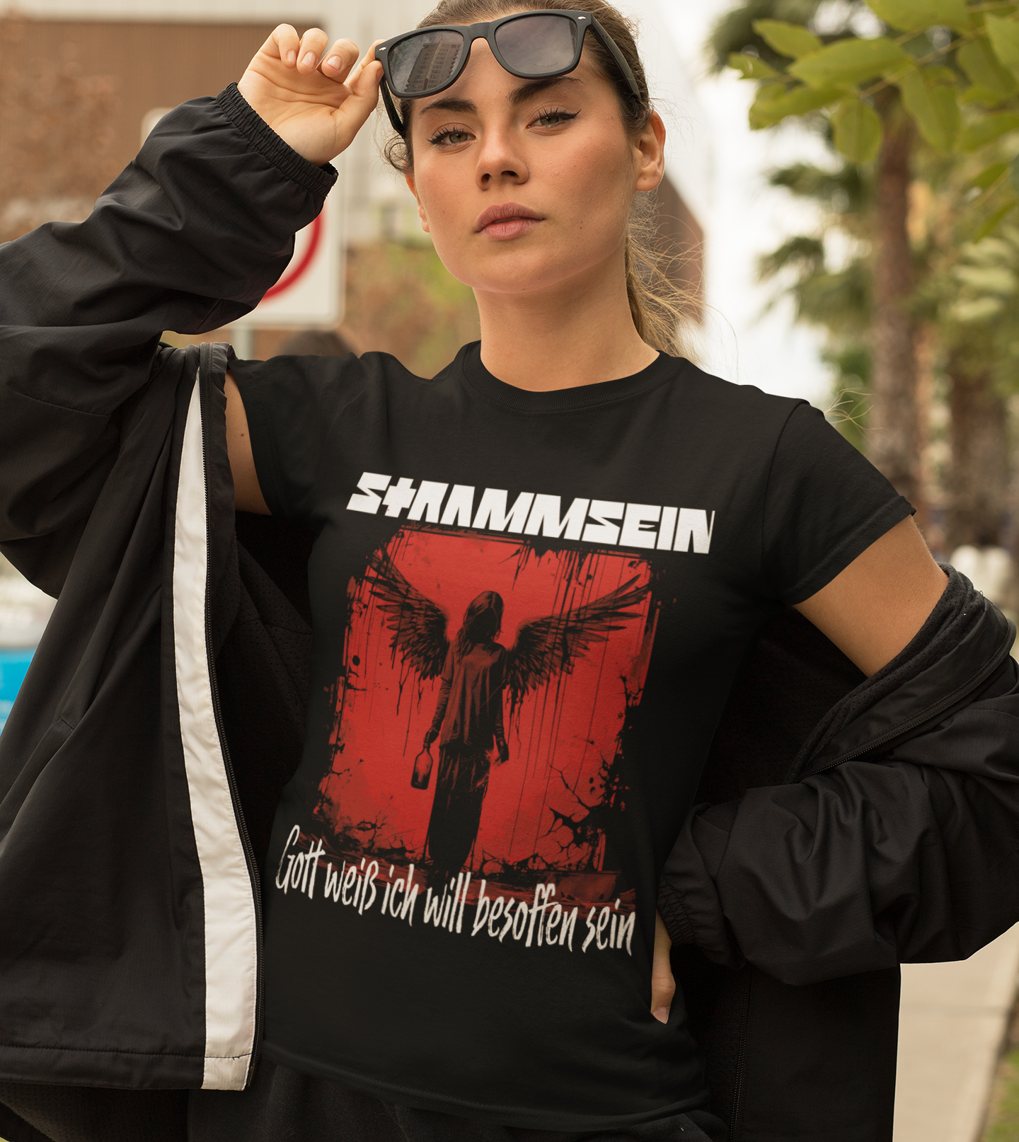 Strammsein Gott weiß ich will besoffen sein - Damenshirt