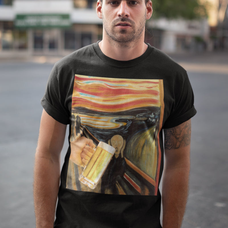 Der Schrei Bier Parodie Shirt – Lustiges Männer T-Shirt für Kunst und Bier Fans