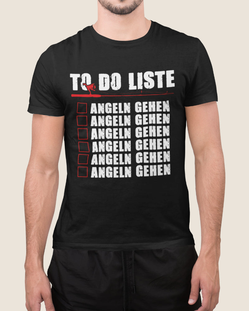 To Do Liste Angeln gehen Shirt Männer – Lustiges Angler Fun Geschenk für Fischer
