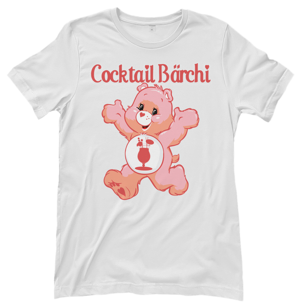 Weisses Cocktail Bärchi Glücksbärchi Damenshirt mit Glas
