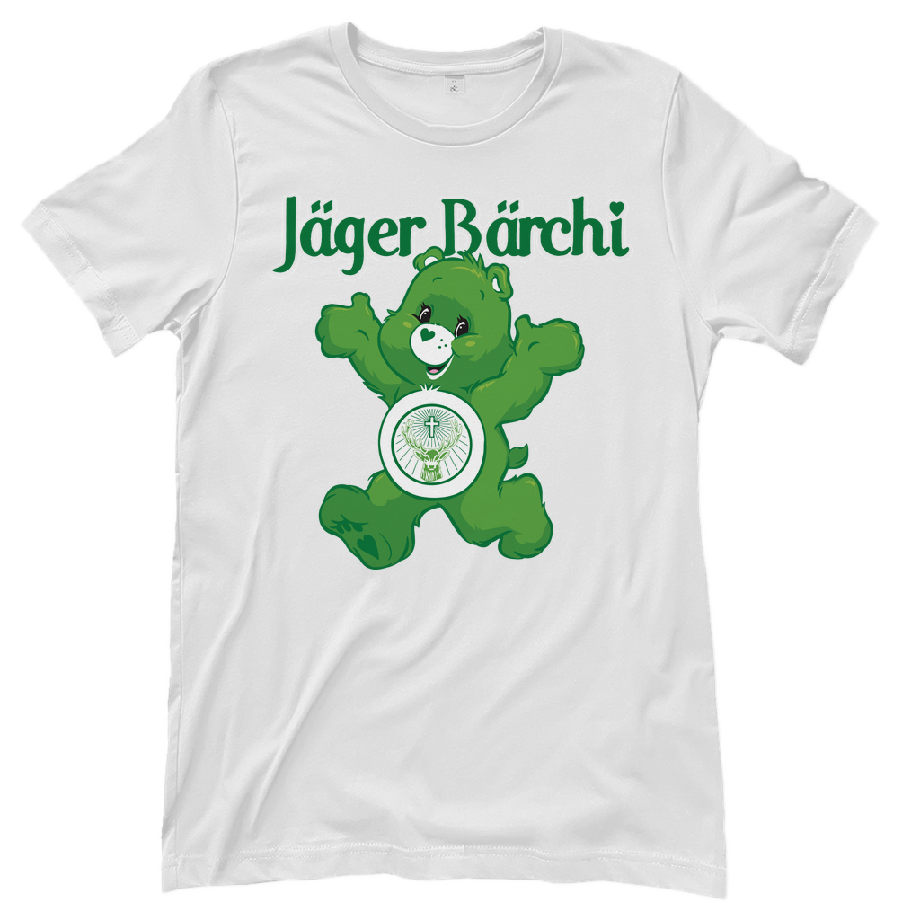Weisses Damenshirt mit Jägermeister Bärchi Design