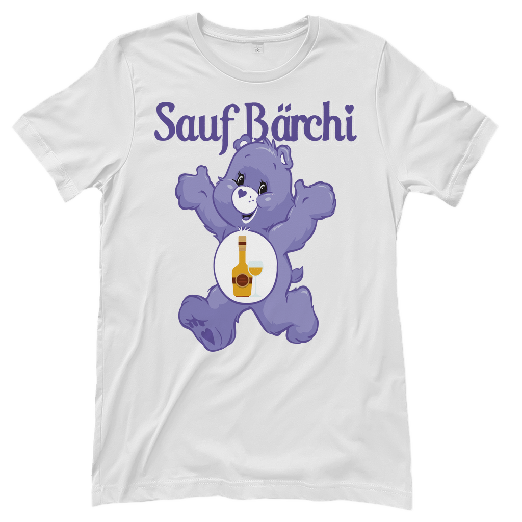 Weisses Damenshirt mit Sauf Bärchi Glücksbärchi Design