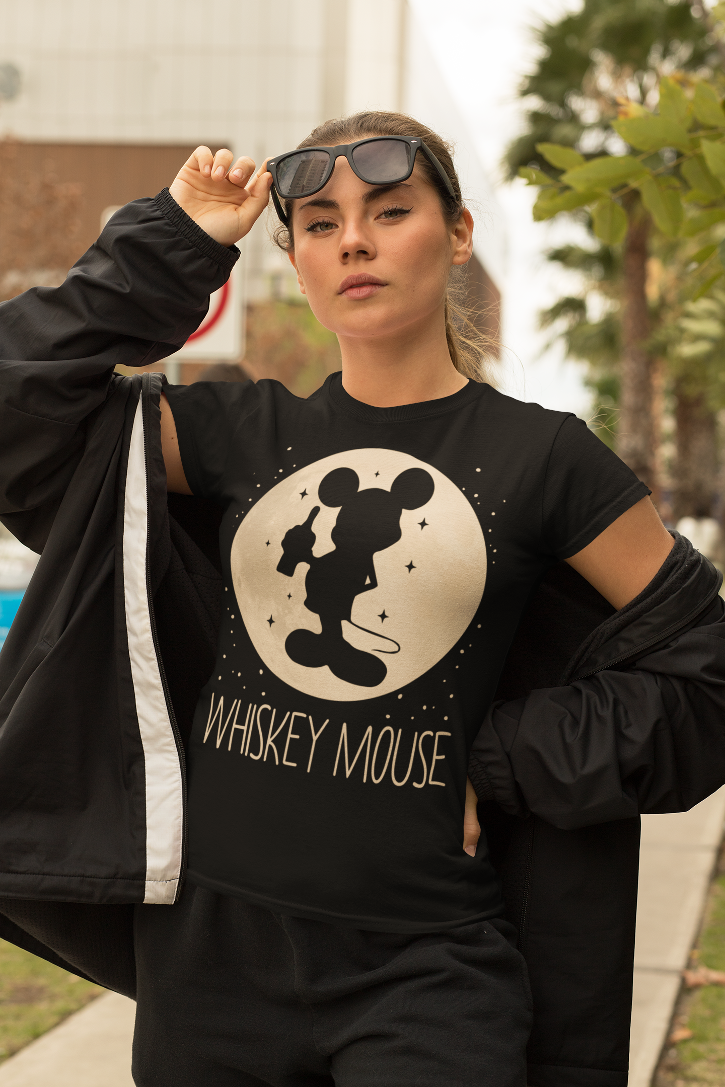 Whiskey Mouse Mond Maus - Damen Premium Bio T-Shirt