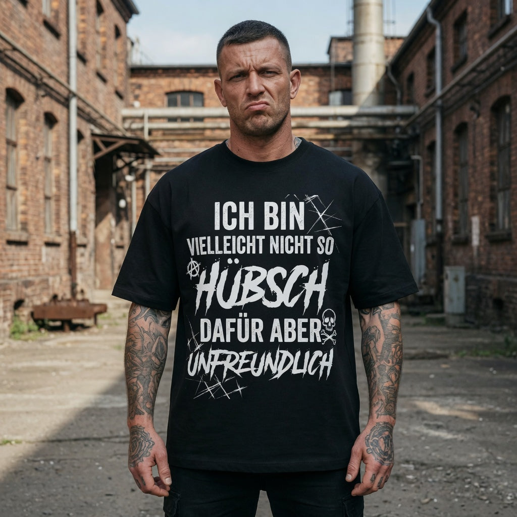 Ich bin vielleicht nicht so hübsch dafür aber unfreundlich - Jack and Jones Oversize T-Shirt
