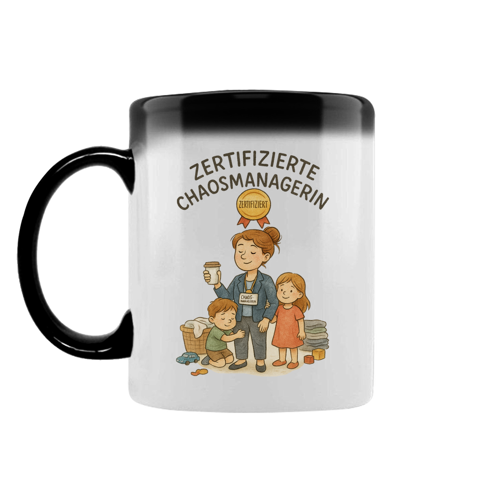 Zertifizierte Chaosmanagerin - Zaubertasse Black