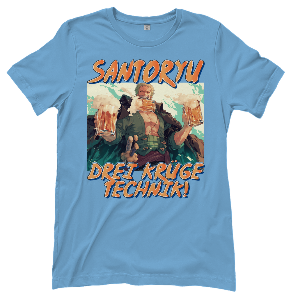 Zorro One Piece - Santoryu drei Krüge Technik - Damenshirt Sky Blue