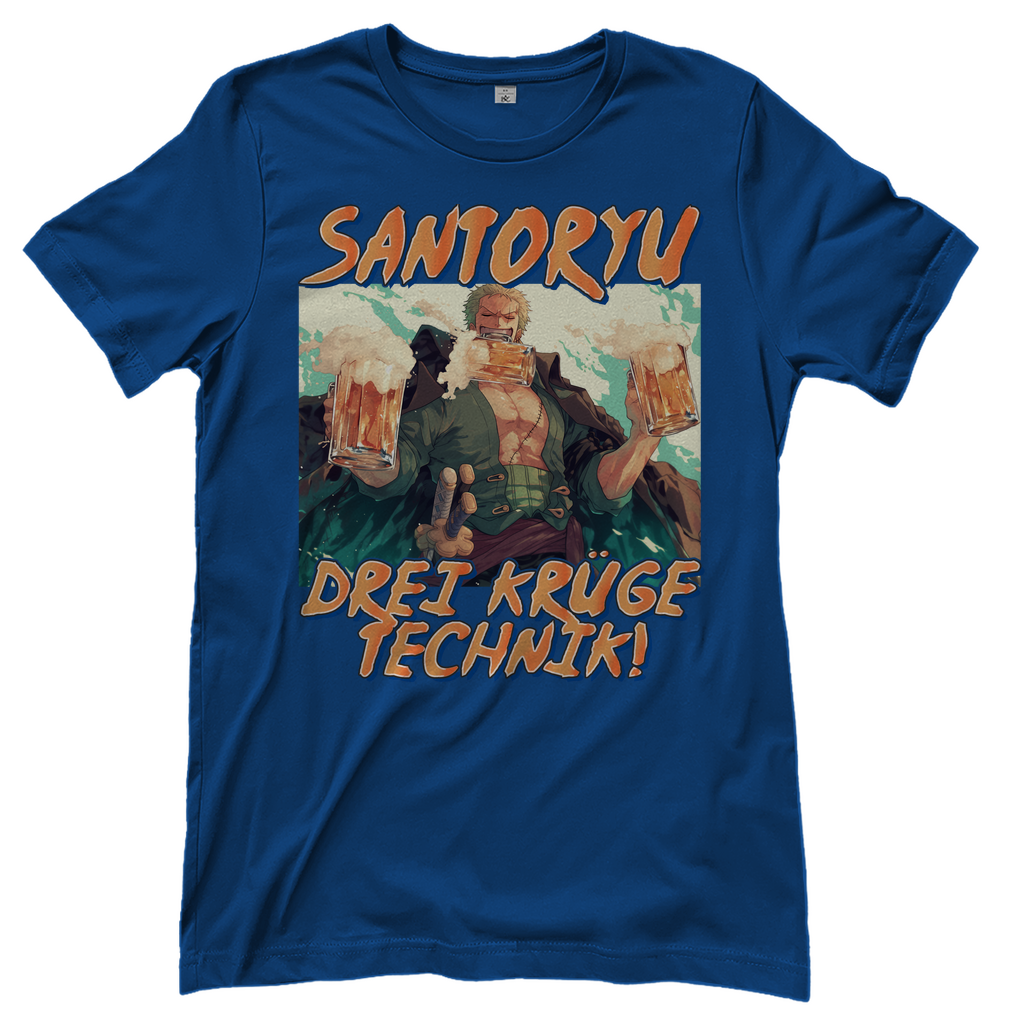 Zorro One Piece - Santoryu drei Krüge Technik - Damenshirt Royal Blue