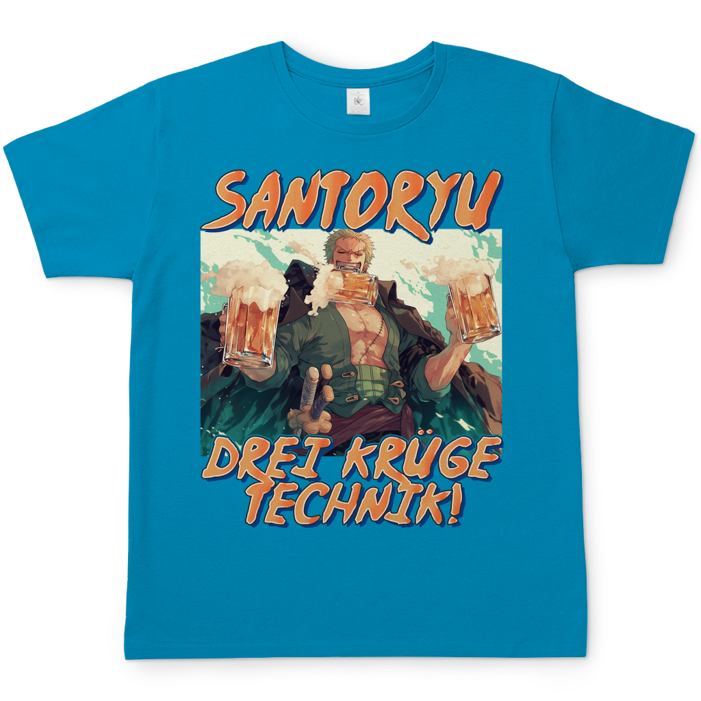 Zorro One Piece Santoryu Herren Shirt in Atoll Blau