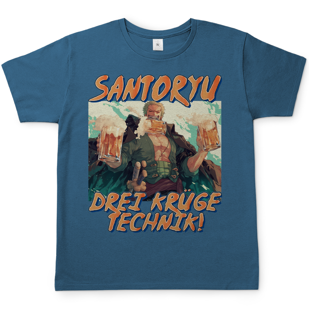Zorro One Piece - Santoryu drei Krüge Technik - Herren Shirt Stone Blue