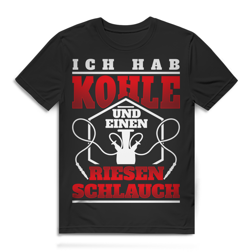Lustiges Männer T-Shirt Shisha – Kohle und Riesenschlauch Spruch – Geschenk Black