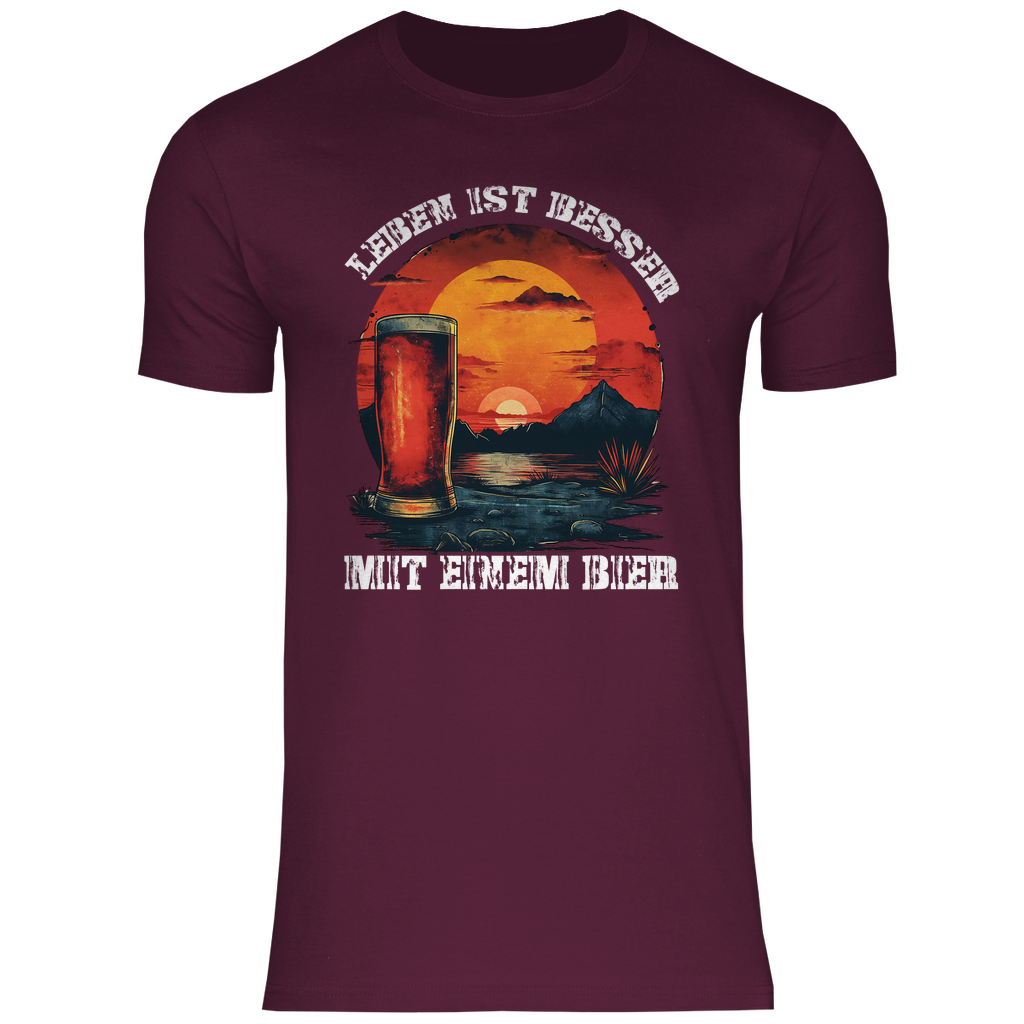 Leben ist besser mit einem Bier - Herren Shirt Burgundy