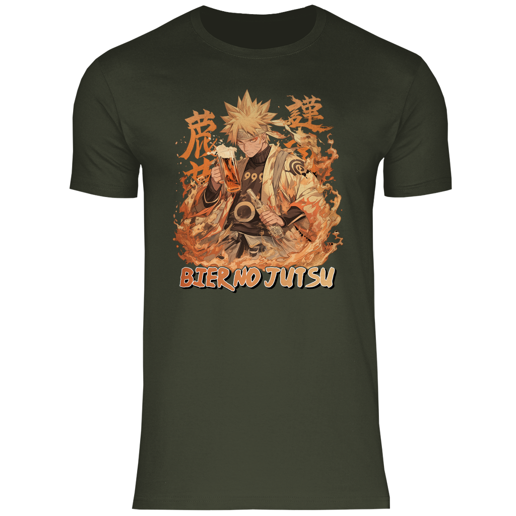 Naruto Bier no Jutsu - Herren Shirt Urban Khaki