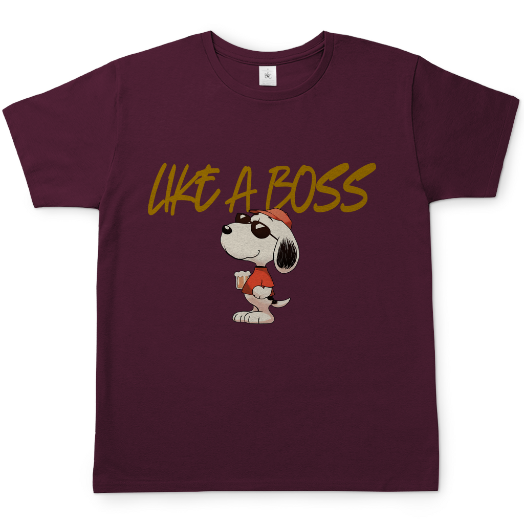 Peanuts Snoopy mit Bier Like a Boss - Herren Shirt Burgundy
