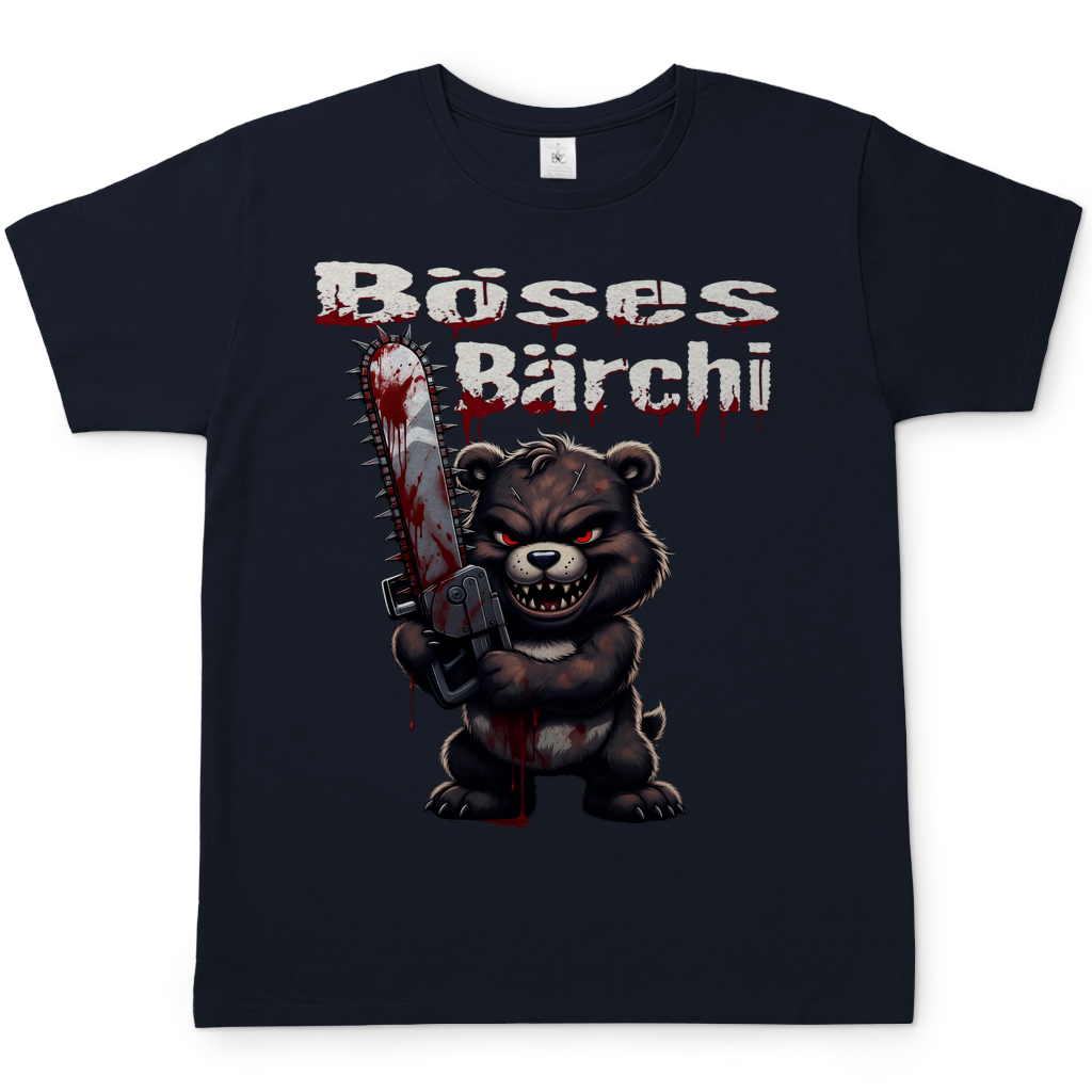 Böses Bärchi Kettensäge Herren T-Shirt Navy