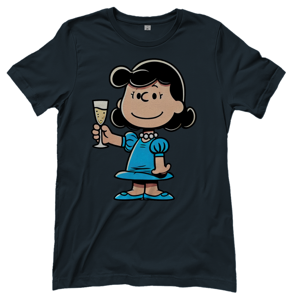 Lucy van Pelt mit Sekt - Die Peanuts - Damenshirt Dark Grey Solid