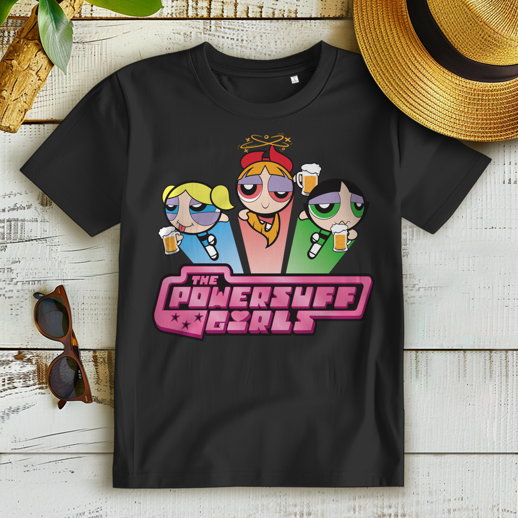 The Powersuff Girls T-Shirt – Witziges Damen Funshirt mit Suff und Cartoon Look Black