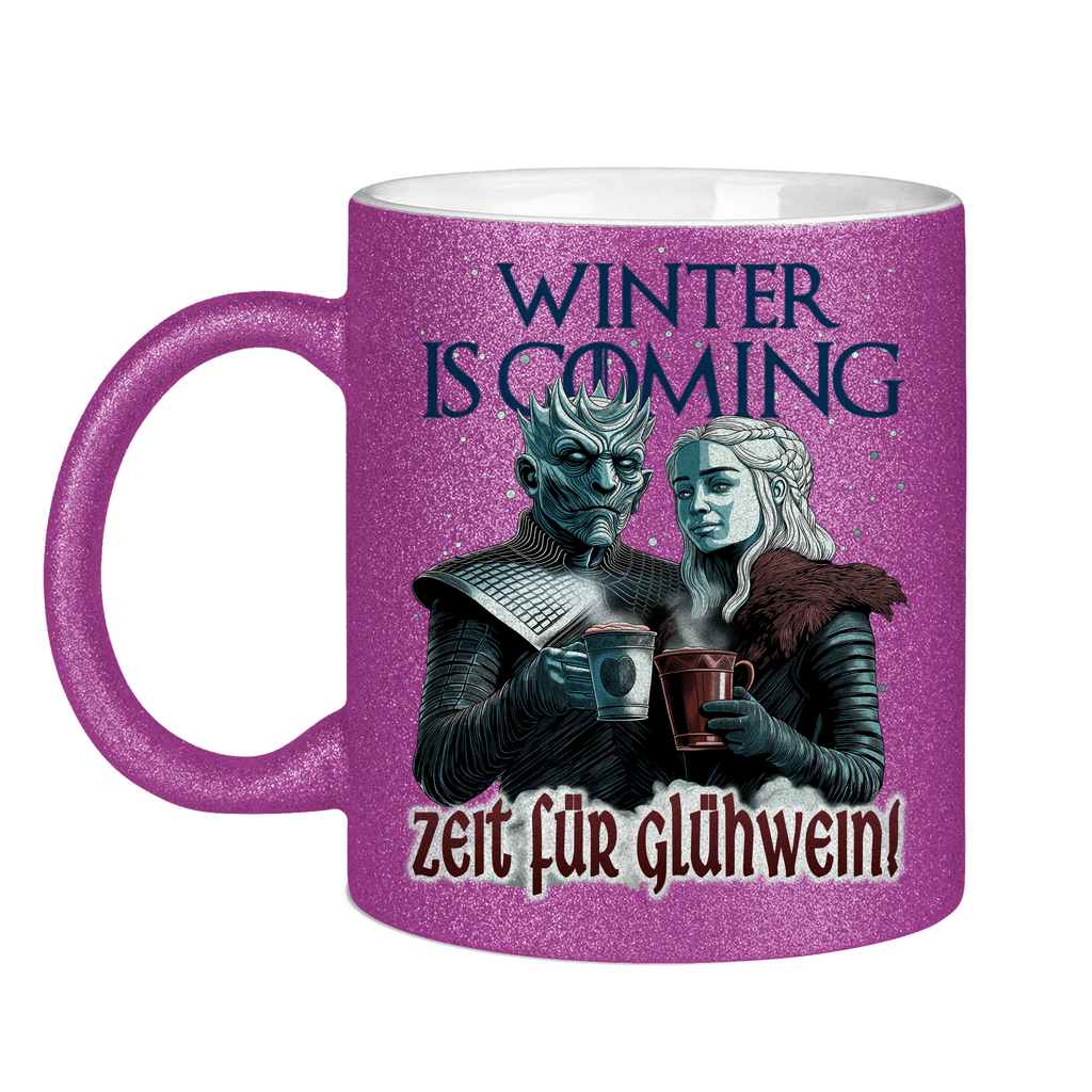 Winter is coming - Zeit für Glühwein - Glitzertasse Purple Glitter One size