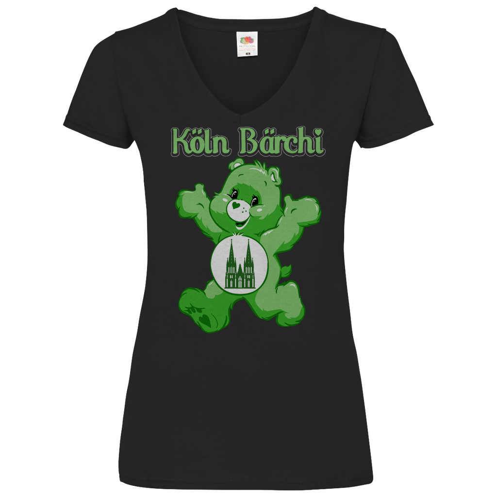 Köln Bärchi - Glücksbärchi - V-Neck Damenshirt Black
