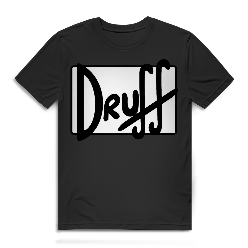 Herren Premium Bio T-Shirt druff – Bold Retro Logo Design im Cartoon-Style Black