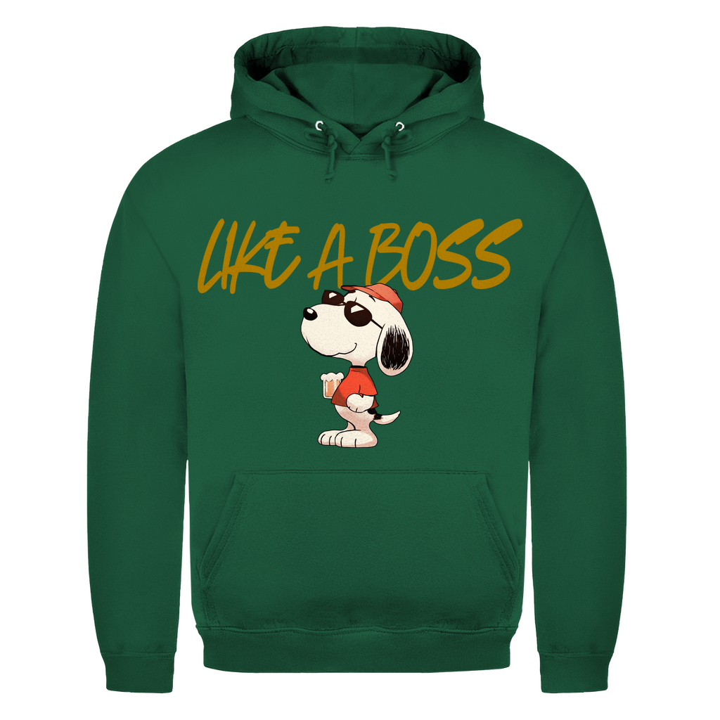 Peanuts Snoopy mit Bier Like a Boss - Herren Hoodie Bottle Green