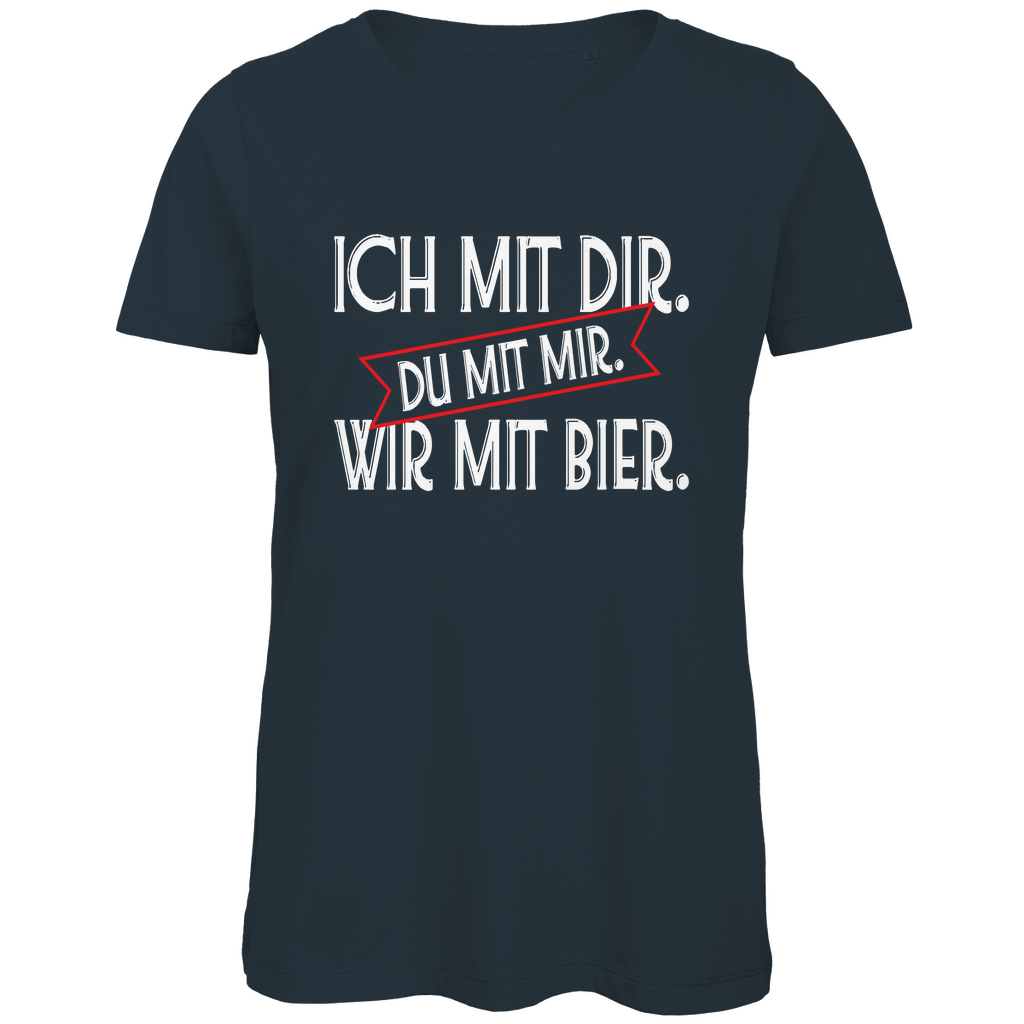 Ich mit dir. Du mit mir. Wir mit Bier. - Damen Premium Bio T-Shirt Dark Grey