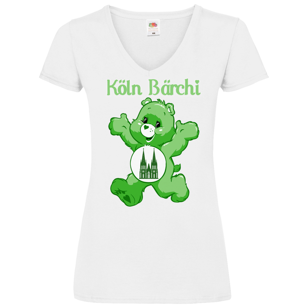 Köln Bärchi - Glücksbärchi - V-Neck Damenshirt White