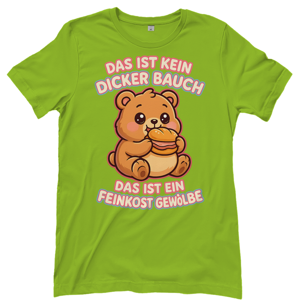 Damen T-Shirt Das Ist Kein Dicker Bauch Das Ist Ein Feinkost Gewölbe Teddybär Orchid Green