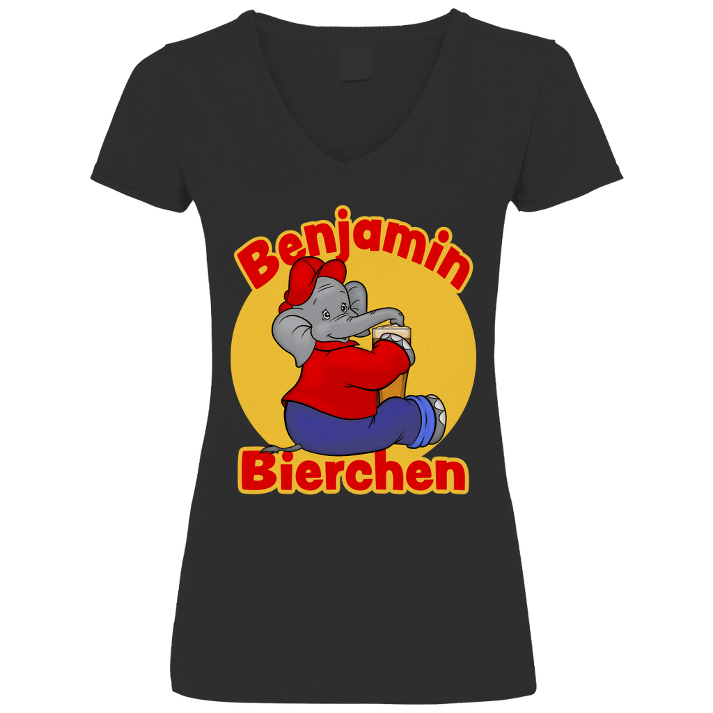 Benjamin Blümchen Bierchen - V-Neck Damenshirt Black