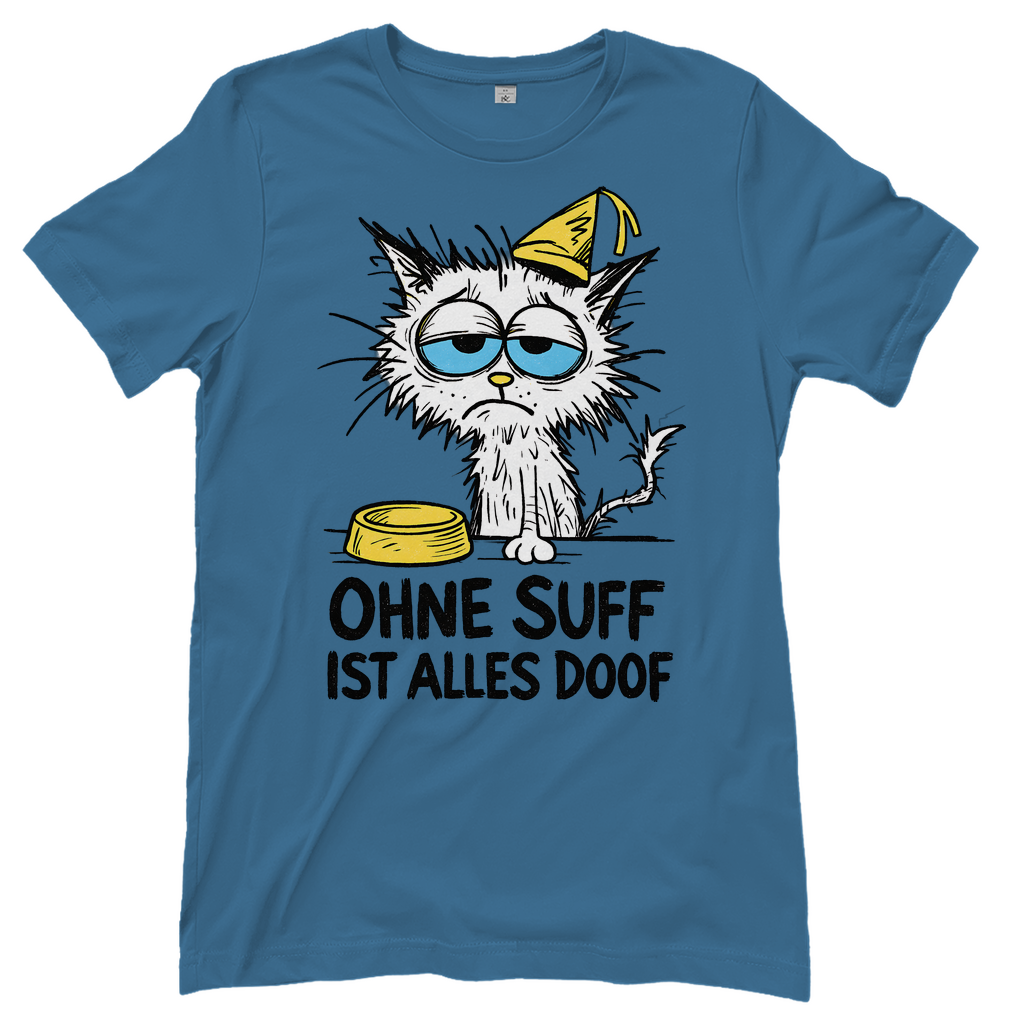 Suffkatze ohne Suff ist alles Doof - Damen T-Shirt Stone Blue