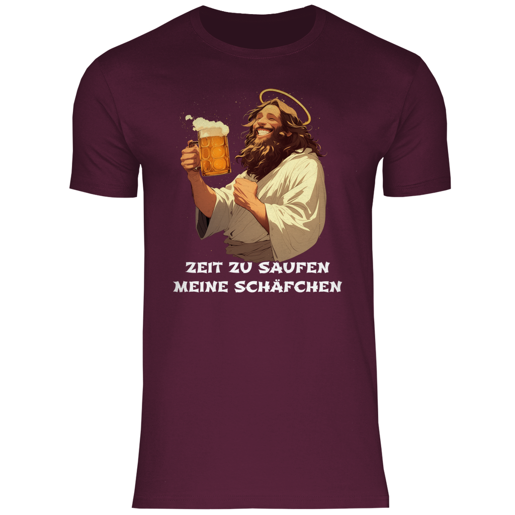 Zeit zu saufen meine Schäfchen - Herren Shirt Burgundy