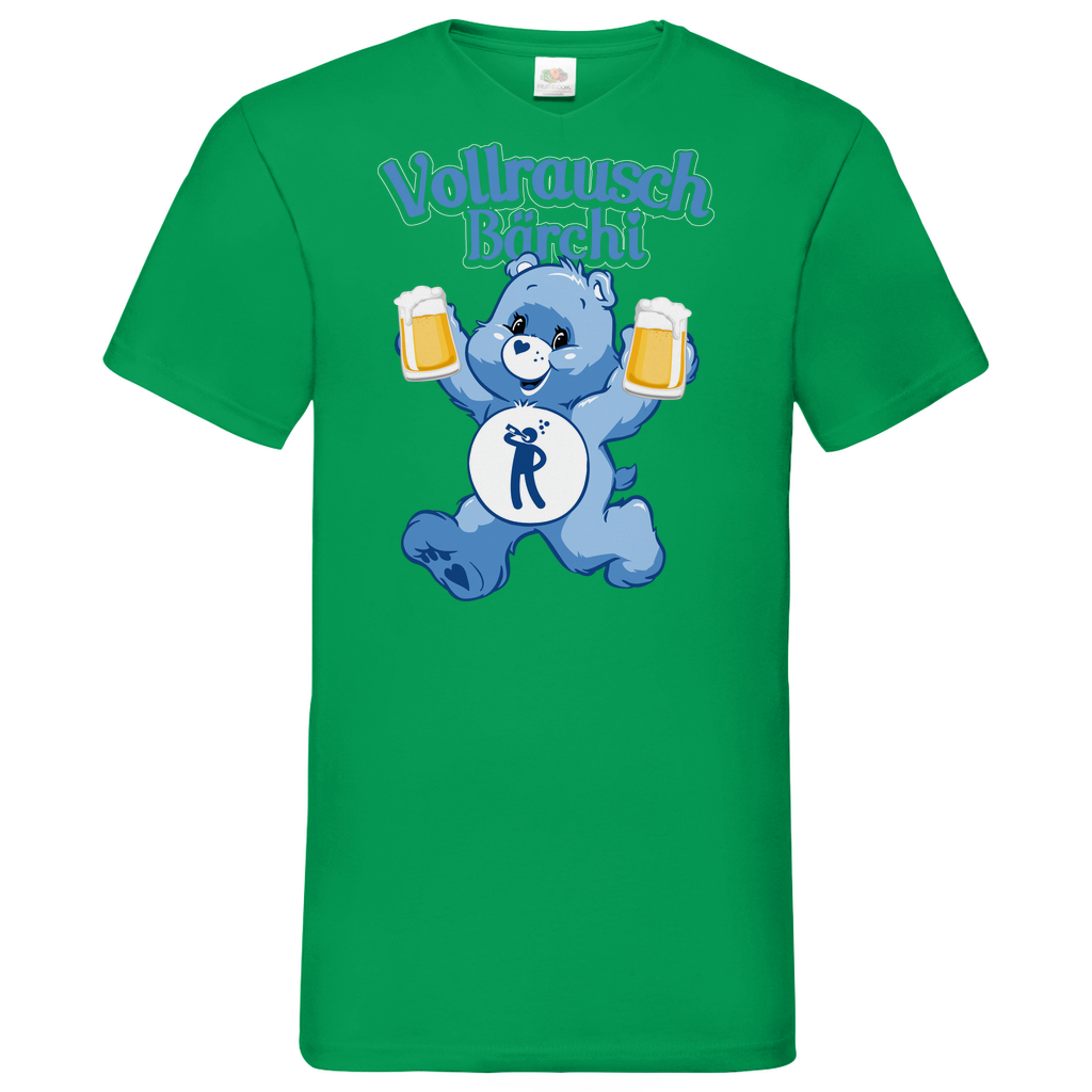 Vollrausch Bärchi - Glücksbärchi - Herren V-Neck Shirt Kelly Green
