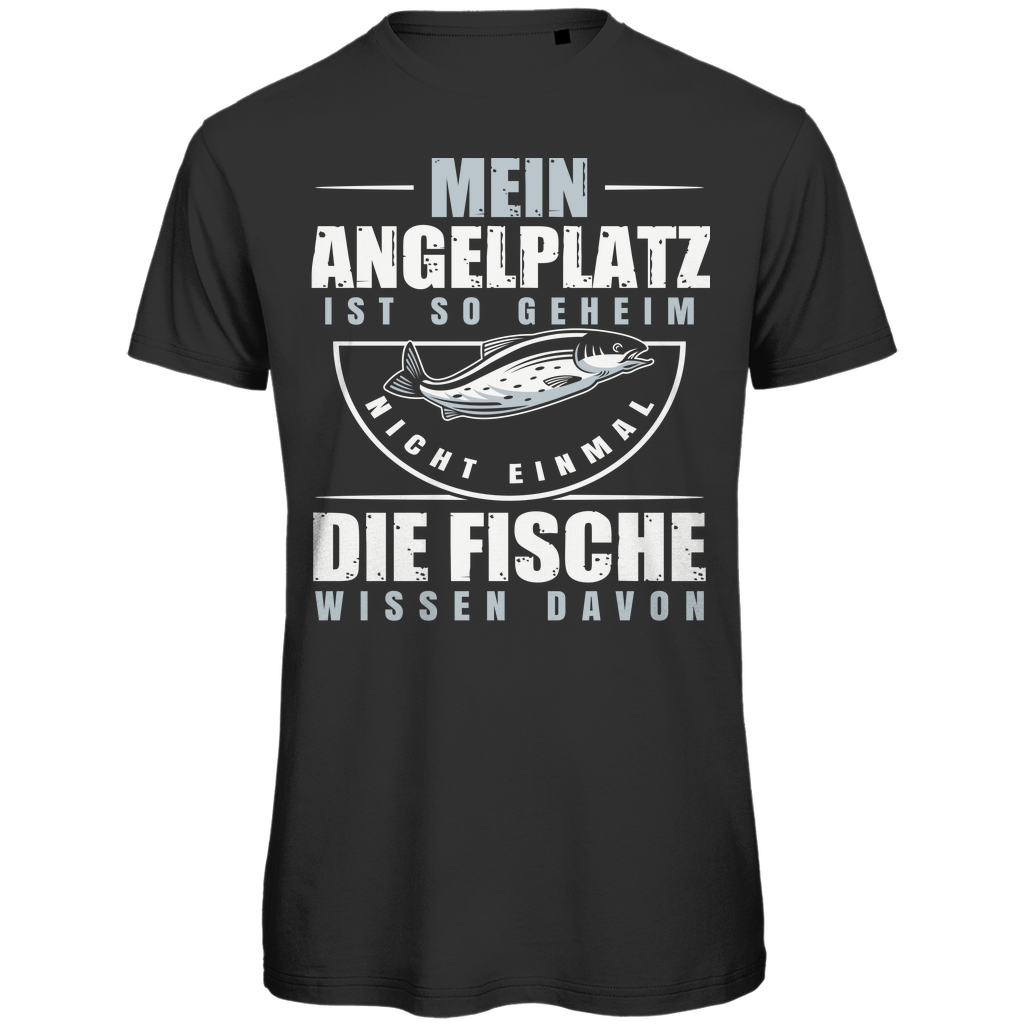 Mein Angelplatz ist so geheim nicht einmal die Fische wissen davon Herren Premium Bio T-Shirt Black