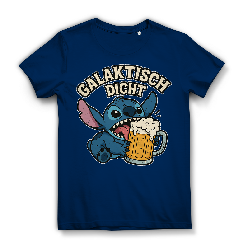 Stitch Galaktisch Dicht Bier Alien - Damen Premium Bio T-Shirt Navy