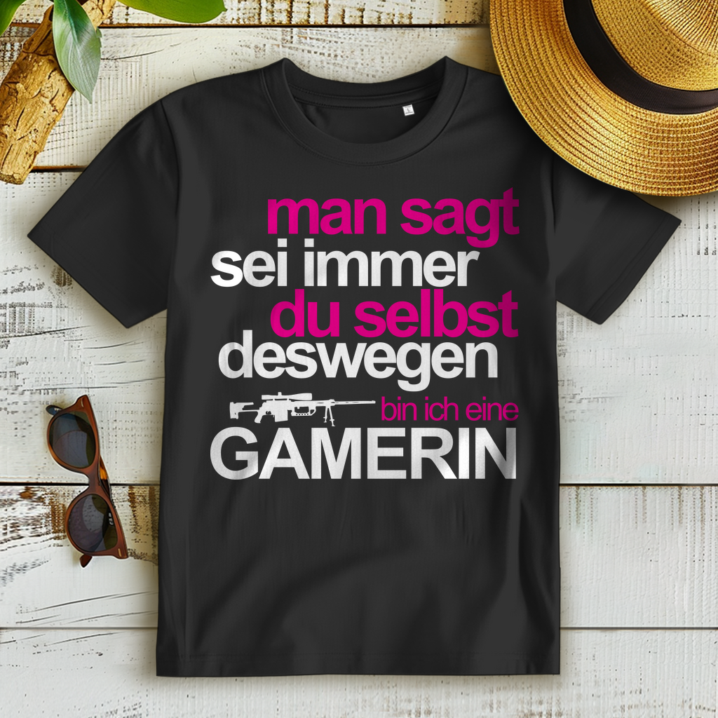 Deswegen bin ich eine Gamerin – Frauen Gaming Spruch Funshirt Weiß Pink