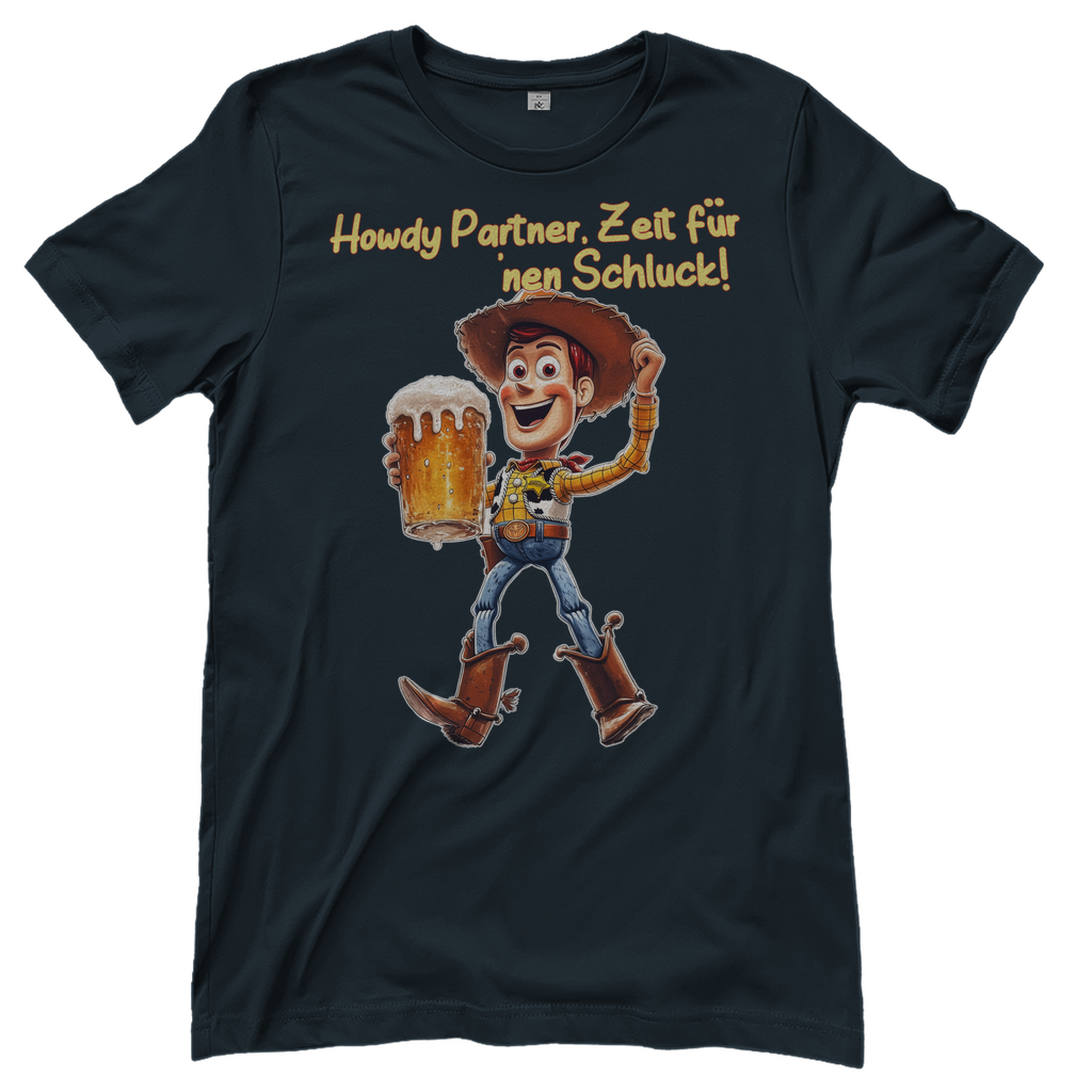Howdy Partner Zeit für nen Schluck - Woody Toy Story - Damenshirt Dark Grey Solid