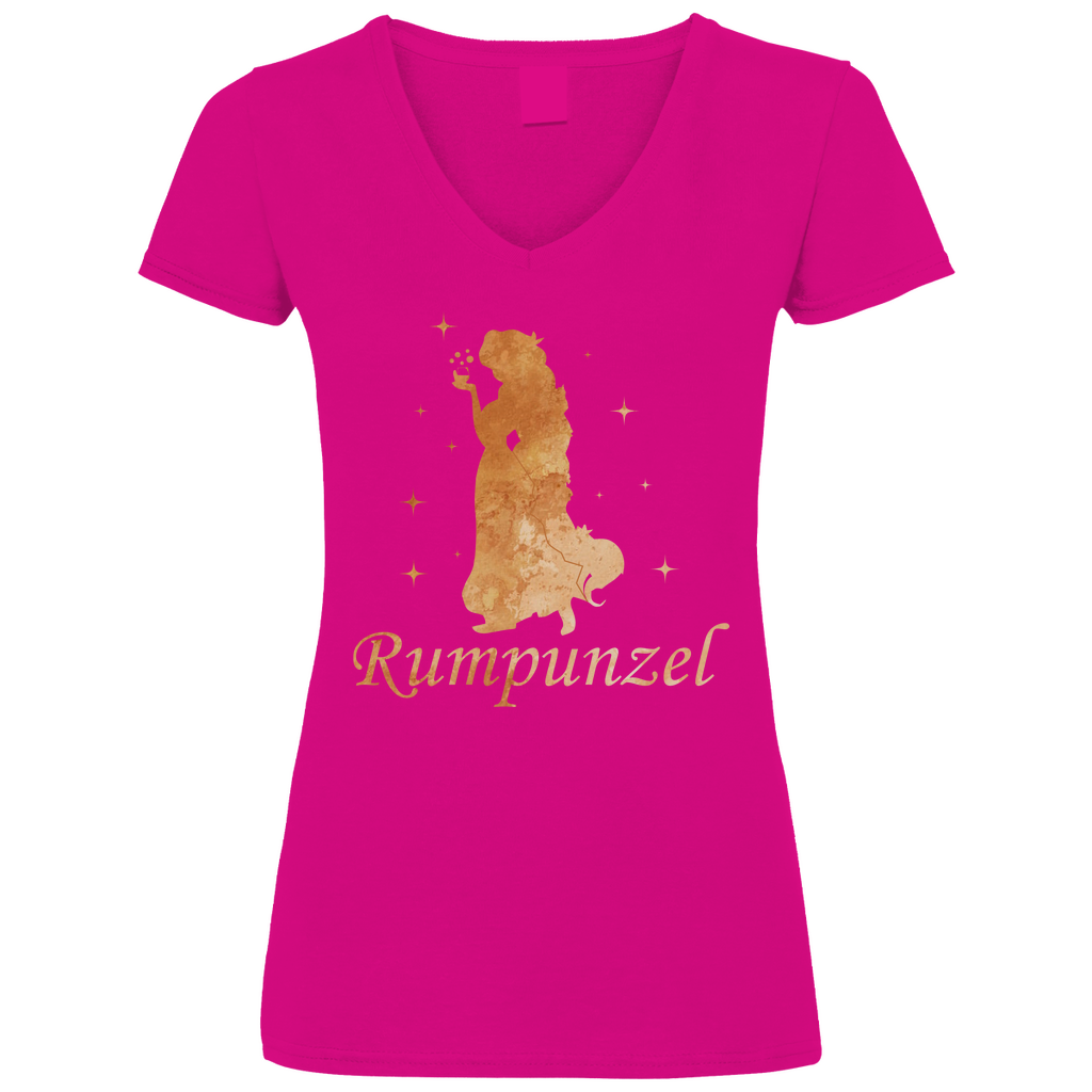 Rumpunzel - Prinzessin Aquarell - V-Neck Damenshirt