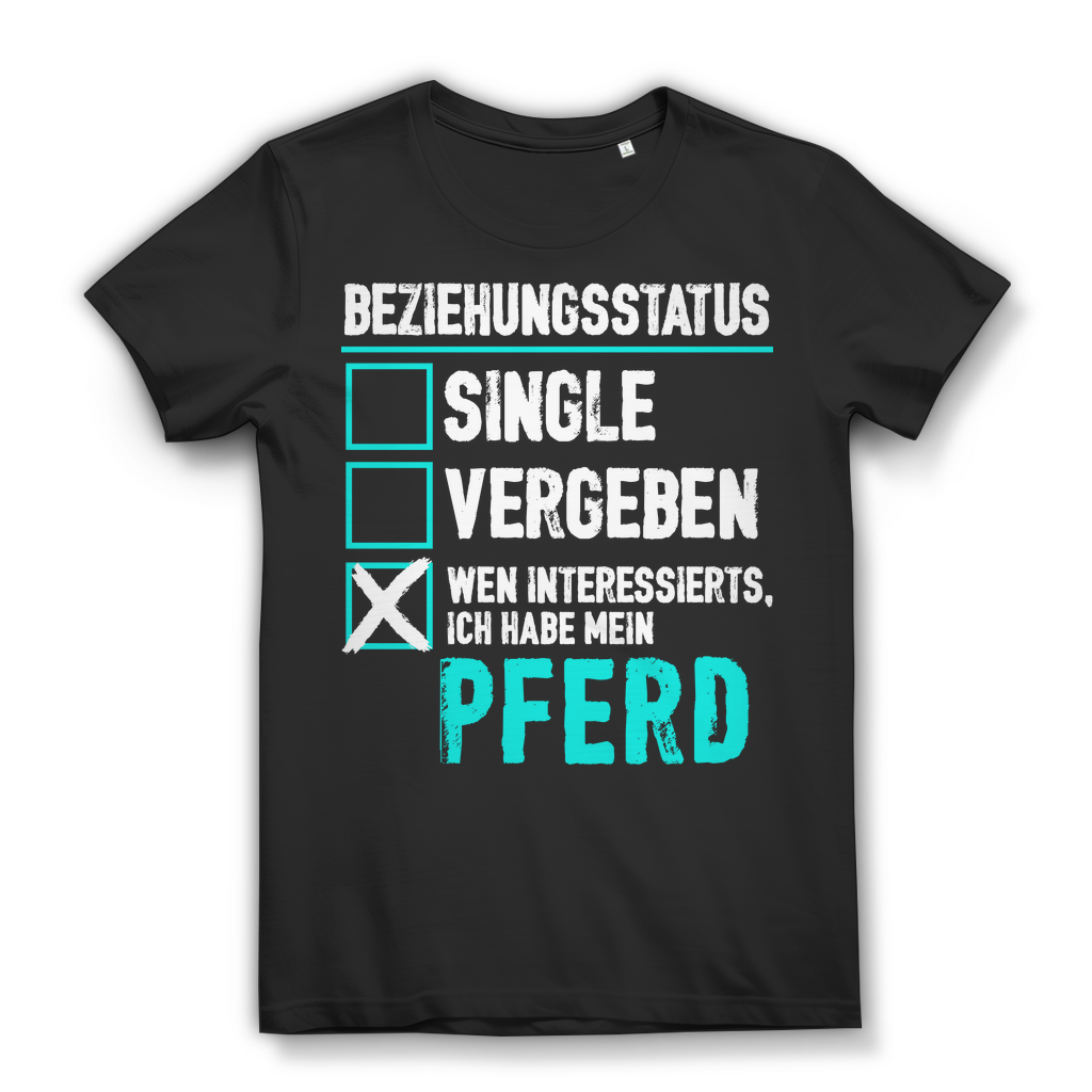 Pferde Shirt Damen – Lustiges Reiterin T-Shirt mit Spruch zum Beziehungsstatus Black