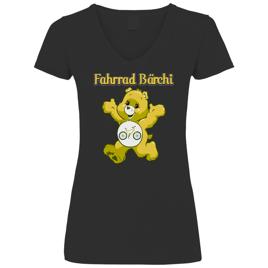 Fahrrad Bärchi - Glücksbärchi - V-Neck Damenshirt Black