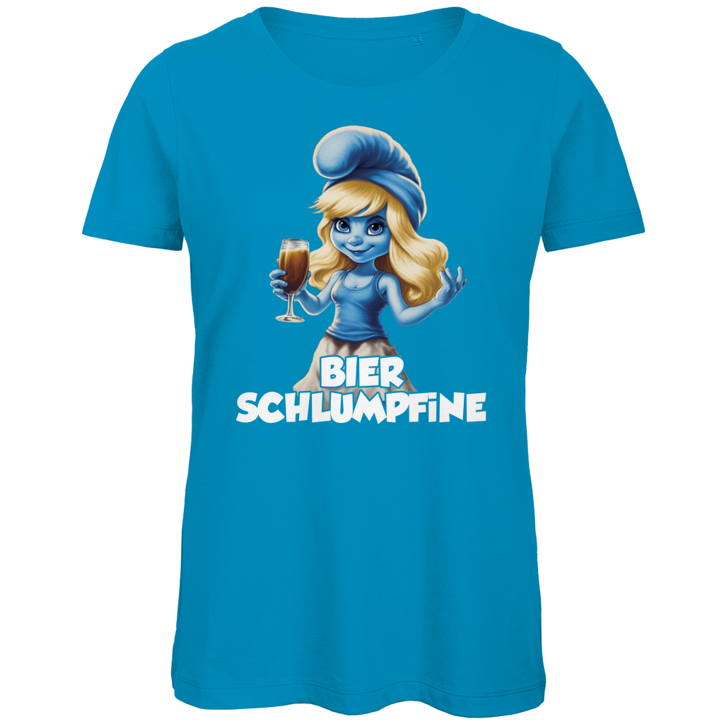 Bier Schlumpfine Grafik - Damen Premium Bio T-Shirt Atoll