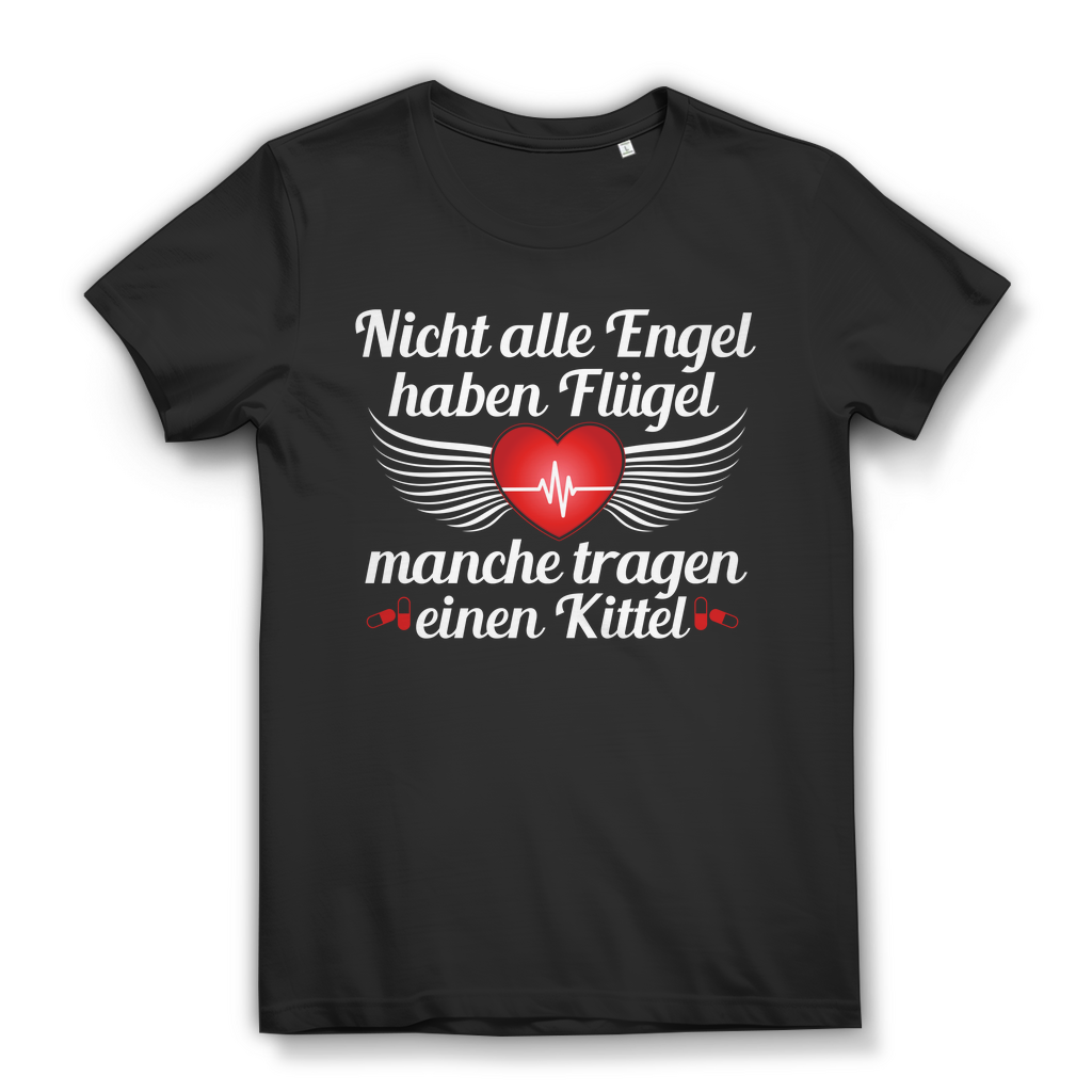 Damen Shirt – Nicht alle Engel haben Flügel manche tragen einen Kittel – Pflege Black