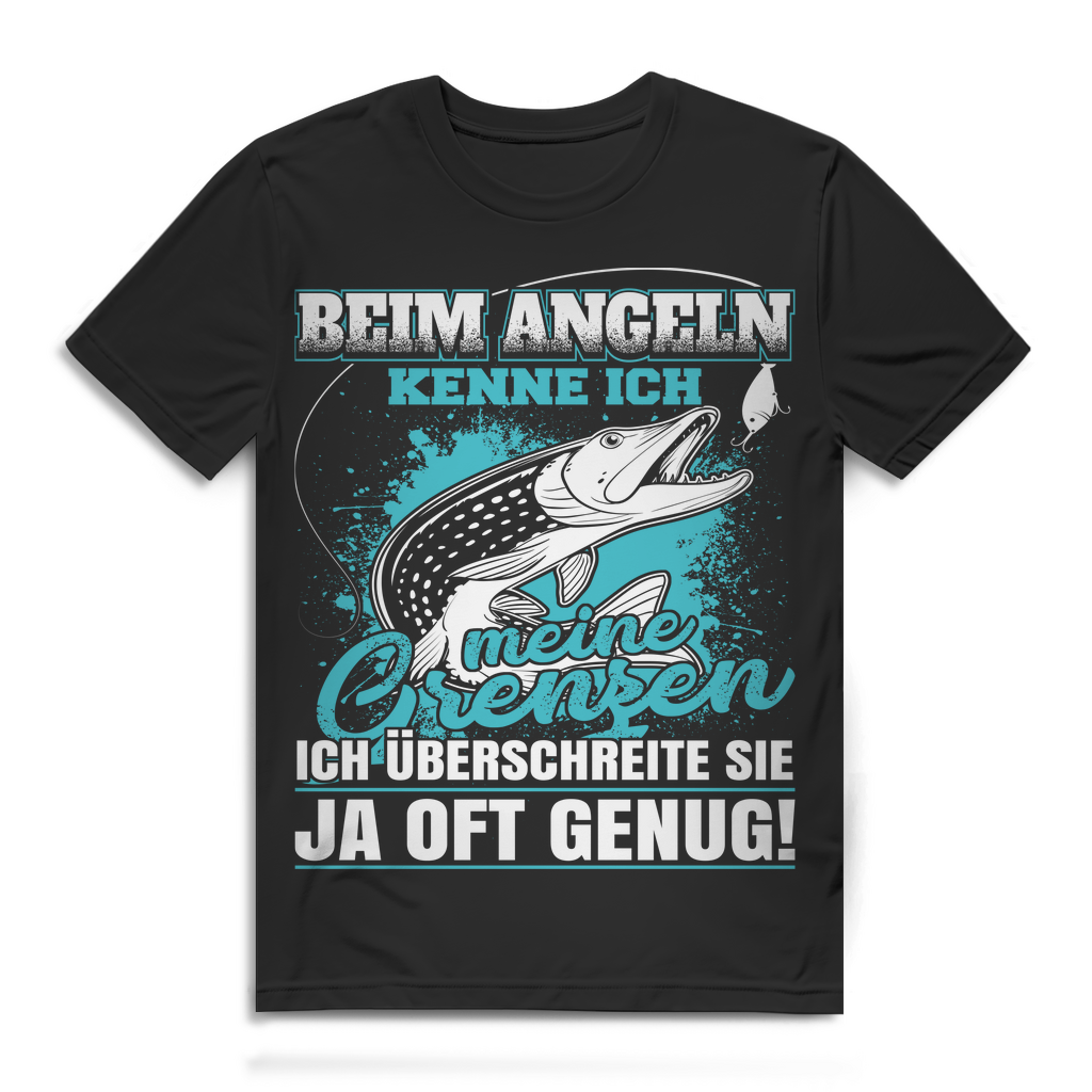 Herren Angel‑Shirt Bio Baumwolle – Beim Angeln überschreite ich oft Grenzen Black