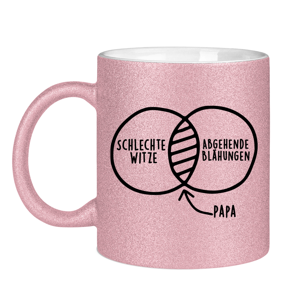 Papa schlechte Witze abgehende Blähungen - Glitzertasse Pink Glitter One size