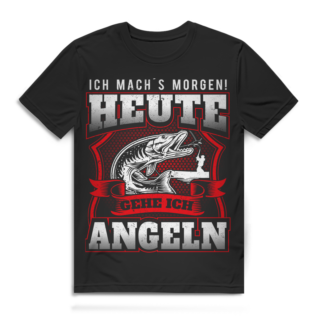 Herren Premium Angler Bio T‑Shirt – Ich mach’s Morgen! Heute gehe ich Angeln Black