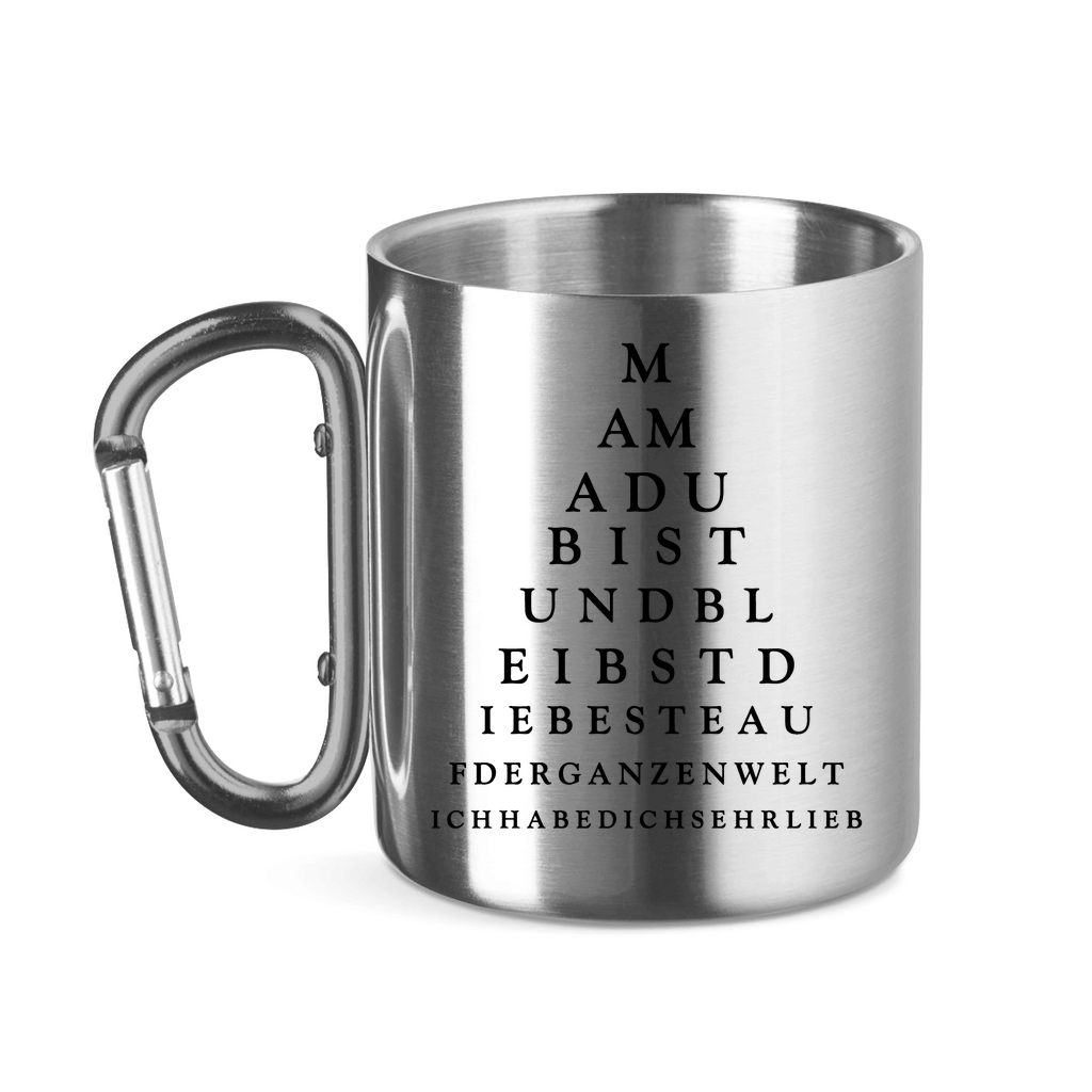 Mama du bist und bleibst die beste - Edelstahltasse mit Karabinergriff Silver 320 ml