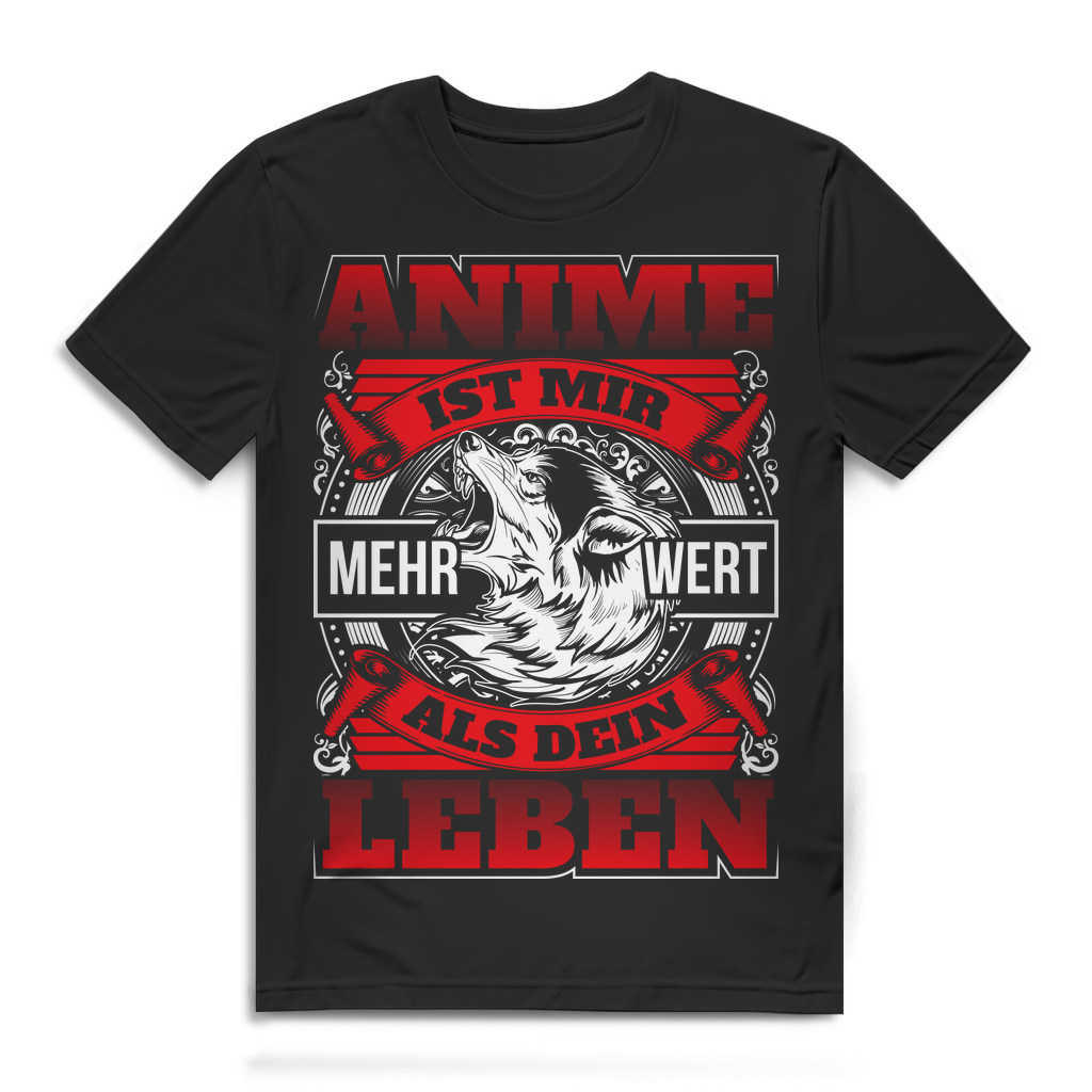 Herren T-Shirt Anime ist mir mehr wert Shirt Otaku Bio Baumwolle Black